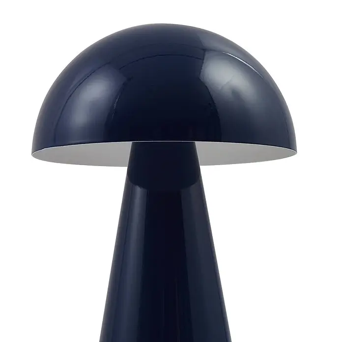 Lindby Tischleuchte Nevijo - L x B x H: 20 x 20 x 30 cm, blau, blau - Glänzende dunkelblaue Pilz-Tischlampe mit weißer Innenseite.