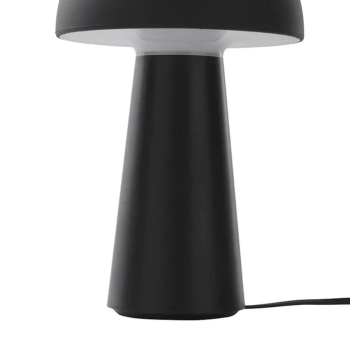 Lindby Tischleuchte Zyre - schwarz, schwarz - Mattschwarze Tischlampe mit konischem Fuß und weißem Diffusor.