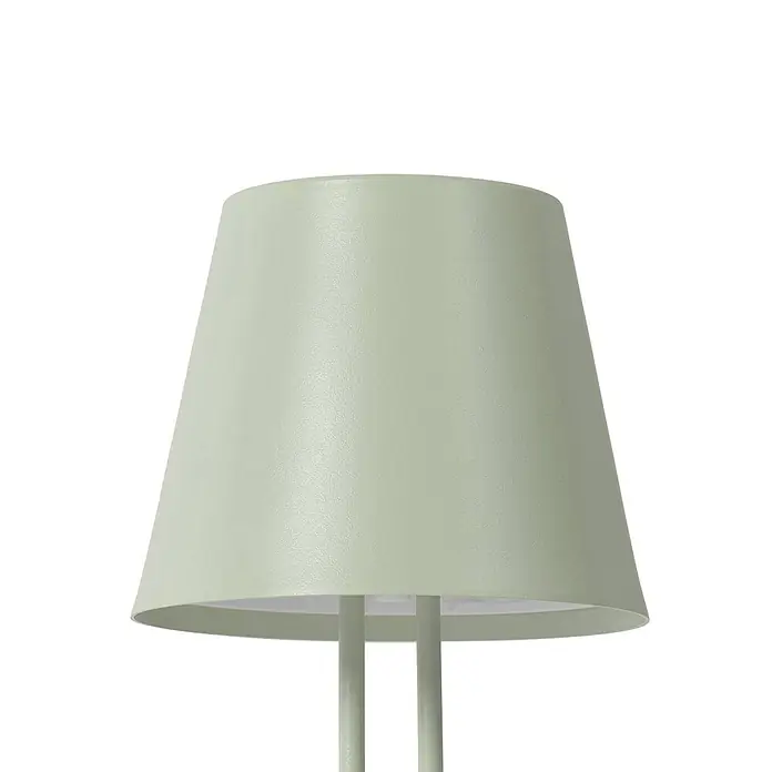 Lindby Tischleuchte Janea - L x B x H: 11,4 x 11,4 x 25 cm, grün, grün - Hellgrüner, konischer Lampenschirm mit feiner Textur, getragen von zwei passenden Stangen.