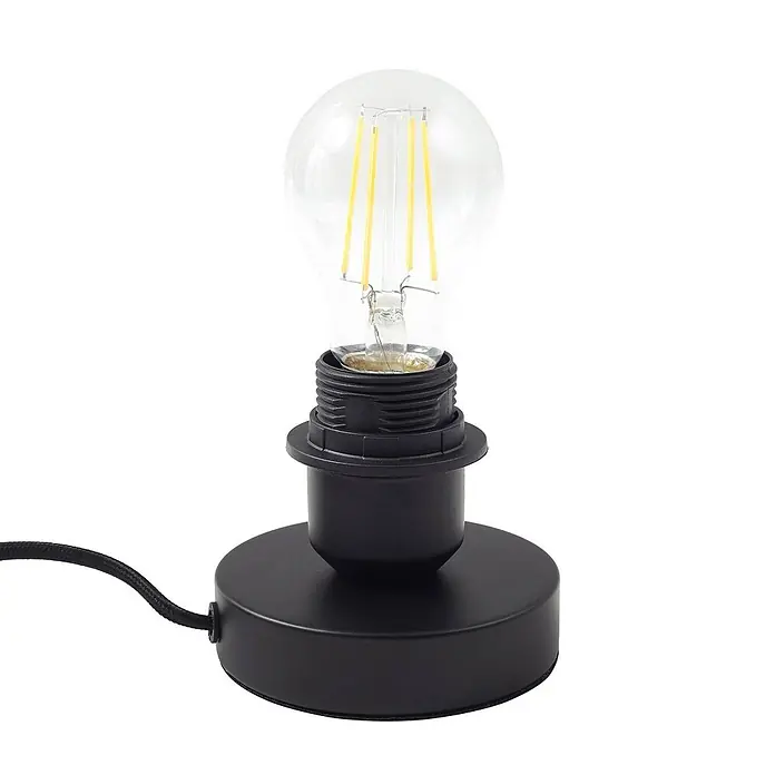 Lindby Tischleuchte Danika - schwarz, E27 - Schwarze minimalistische Tischlampenfassung mit klarer LED-Glühfadenlampe.