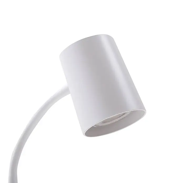 Lindby Tischleuchte Radka - L x B x H: 14,2 x 14,2 x 40,5 cm, weiß / opal, weiß / opal, GU10 - Weißer zylindrischer Leuchtenkopf mit gebogenem Arm.