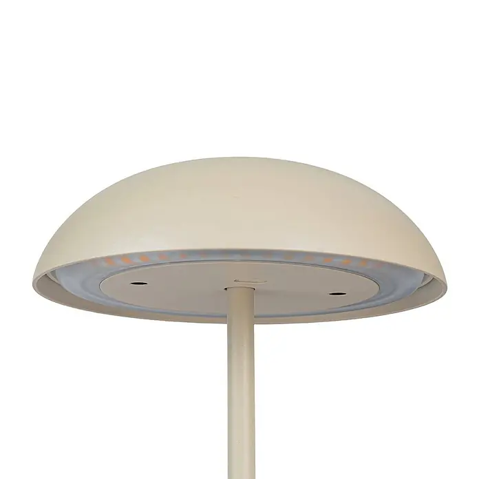 Arcchio Tischleuchte Thenra - L x B x H: 15,4 x 15,4 x 9,5 cm, creme / amber, creme / amber - Helle, pilzförmige Außenleuchte in Beige mit sichtbarer LED-Beleuchtung unter der Kuppel, auf einem zentralen Pfosten.