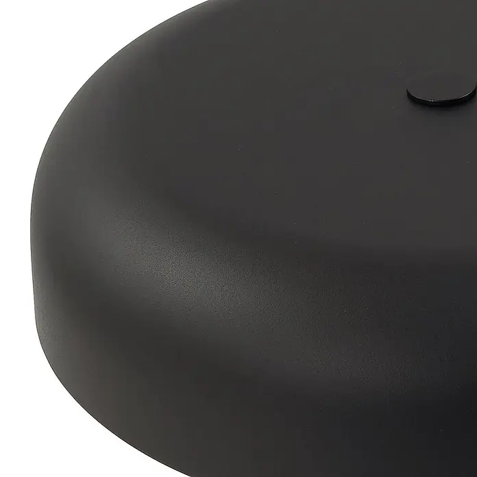 Lindby Tischleuchte Edion - schwarz, schwarz, E14 - Mattschwarze, abgerundete Oberfläche mit einem kleinen runden Detail oben.