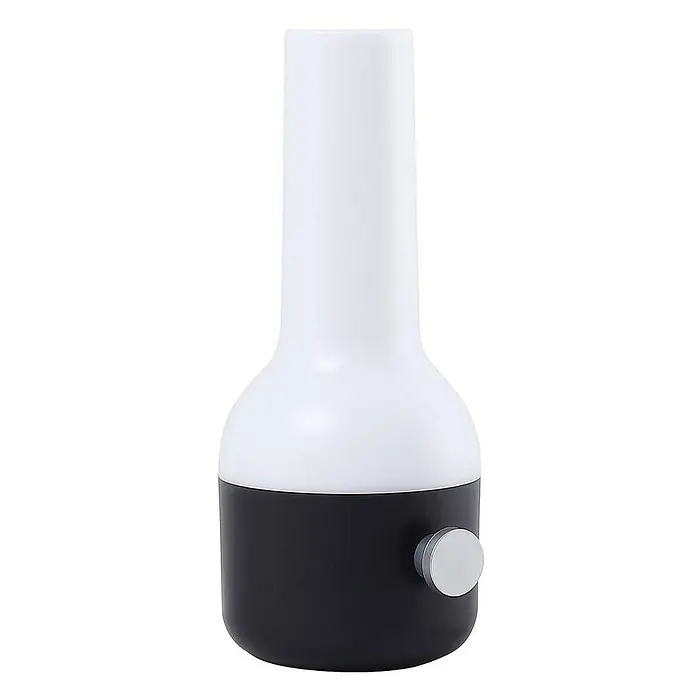 Lindby Tischleuchte Isaline - schwarz, weiß / opal - Moderne Tischleuchte in Schwarz und Weiß mit zylindrischem, weißem Diffusor und silbernem Drehknopf am schwarzen Sockel.