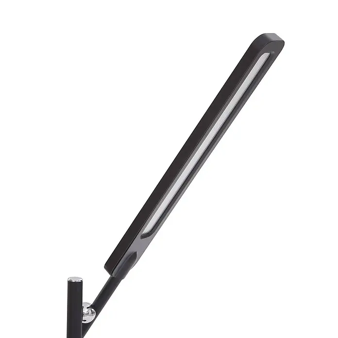 Lindby Tischleuchte Valtorin - L x B x H: 41,8 x 17,8 x 45,7 cm, schwarz, schwarz - Schwarze LED-Lampe mit rechteckigem Kopf und silbernem, verstellbarem Gelenk.