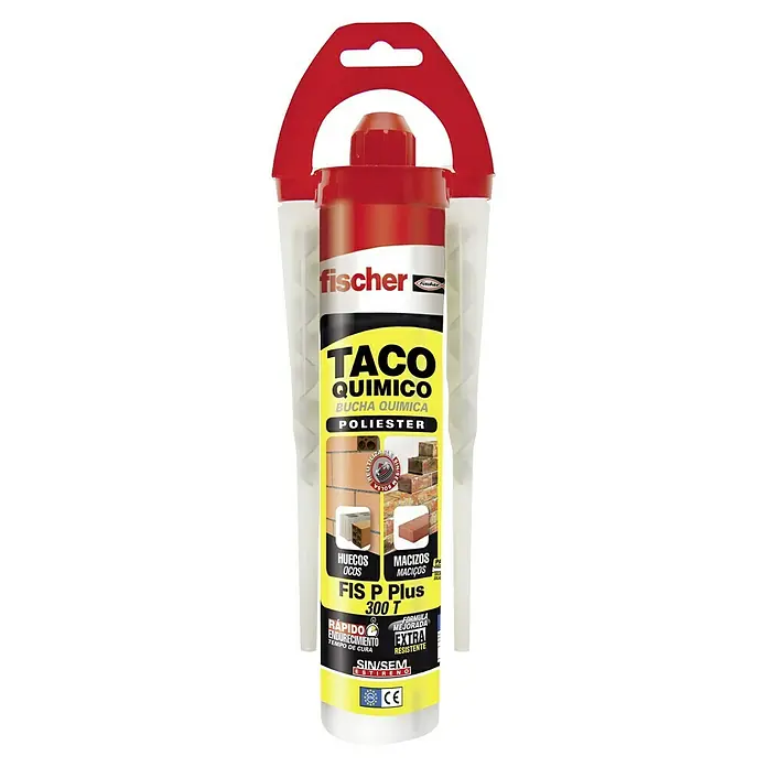 Fischer Anclaje químico DIY FIS P - 300 ml, Gris - Un anclaje químico de Fischer llamado TACO QUIMICO FIS P Plus 300 T, ideal para fijaciones seguras en mampostería y hormigón.