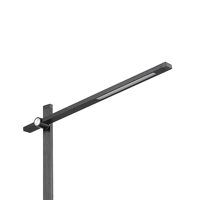 Lucande Tischleuchte Wasko - L x B x H: 45,5 x 12 x 47 cm, schwarz, schwarz - Moderne dunkelgraue LED-Schreibtischlampe mit gebürsteter Oberfläche, schlankem, rechteckigem Kopf und Gelenkdesign.