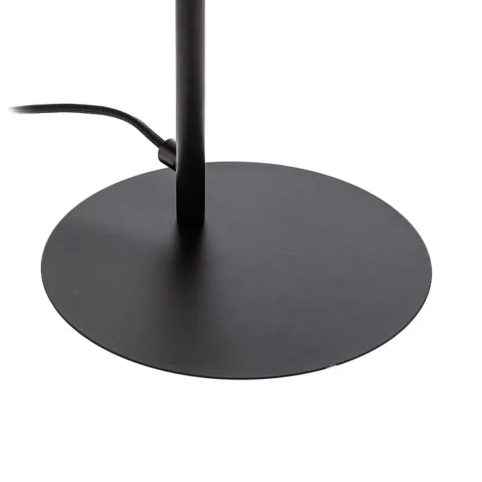 Lucande Tischleuchte Yekta - L x B x H: 30 x 30 x 58,5 cm, schwarz, schwarz - Runde schwarze Metall-Lampenbasis mit zentralem Ständer und geflochtenem Stromkabel.