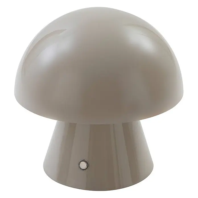 Lindby Tischleuchte Nevijo - alu / grau / zink, alu / grau / zink - Glänzende, pilzförmige Tischleuchte in Taupe mit Knopf am Fuß.