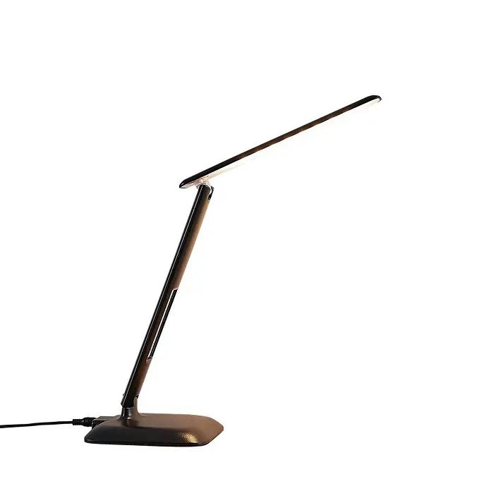 Lindby Tischleuchte Ludmilla - L x B x H: 26 x 15 x 34 cm, schwarz, schwarz - Moderne LED-Schreibtischlampe mit dunklem Metallic-Finish und verstellbarem, beleuchtetem Kopf.