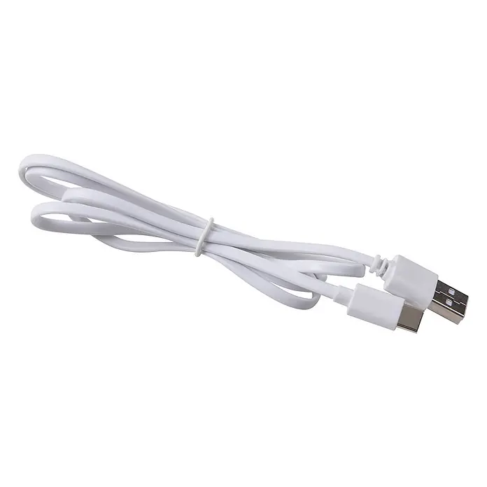 Lindby Tischleuchte Maori - L x B x H: 13 x 13 x 38,5 cm, weiß / opal, weiß / opal - Weißes, flaches USB-Ladekabel, aufgerollt und mit einem Band gesichert, mit USB-A- und USB-C-Anschluss.