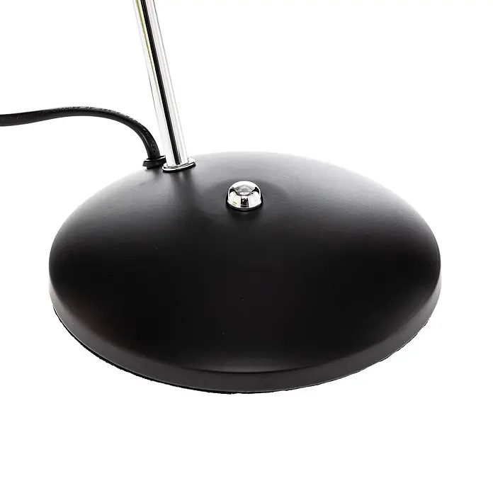 Lindby Tischleuchte Jamelia - L x B x H: 19 x 19 x 37 cm, schwarz, schwarz, E14 - Schwarzer runder Lampenfuß mit Chromstange, Netzkabel und integriertem Chromschalter.