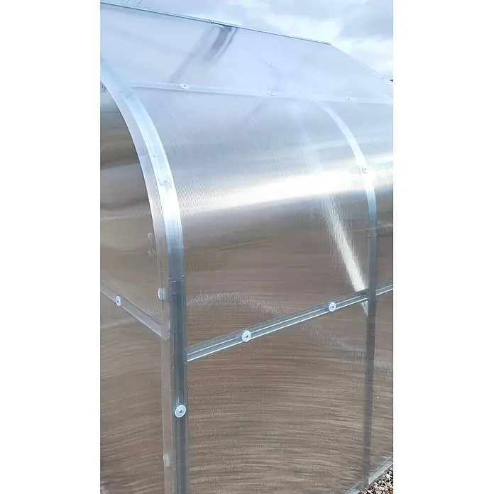 Klasika Greenhouses Gewächshaus Drop Klasika - Außenmaß inkl. Dachüberstand (B x T): 250 x 200 cm, Material Seitenwand: Kunststoff, 6 mm, Silbergrau - Gewölbter Gewächshausabschnitt aus klaren, gerippten Polycarbonatplatten mit Metallrahmen.