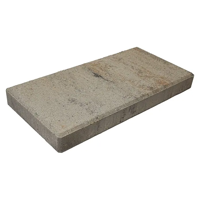 Diephaus Mauerabdeckplattenmuster Lima - Muschelkalk - Rechteckiger grau-beiger Pflasterstein mit rauer Textur und leichter Marmorierung.