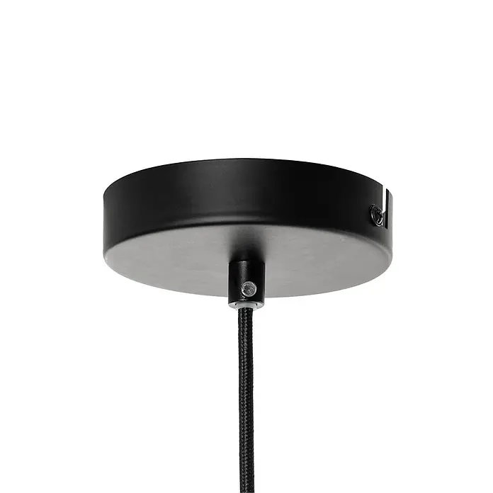 Lucande Pendelleuchte Tinko - L x B x H: 20 x 20 x 34,5 cm, schwarz, Schwarz, E27 - Schwarze Deckenrosette aus Metall mit schwarzem geflochtenem Textilkabel.