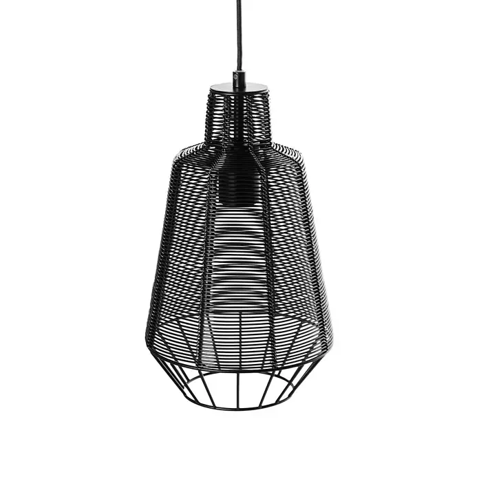 Lucande Pendelleuchte Tinko - L x B x H: 20 x 20 x 34,5 cm, schwarz, Schwarz, E27 - Pendelleuchte aus schwarzem Metalldraht mit offenem, sich verjüngendem Design.