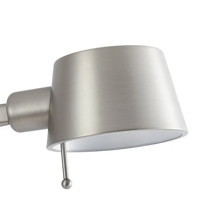 Lucande Tischleuchte Silka - alu / grau / zink, alu / grau / zink, E27 - Gebürsteter Metall-Lampenkopf mit konischem Schirm und Zugschnur.