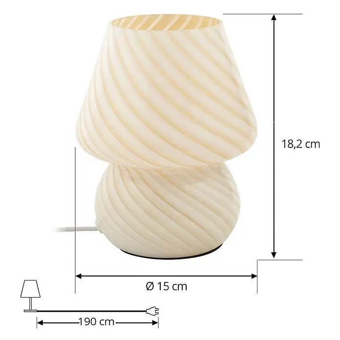 Lindby Tischleuchte Andriana - gelb / orange, gelb / orange, E14 - Pilzförmige Tischlampe aus gewirbeltem milchweißem Glas, 18,2 cm hoch und 15 cm Durchmesser.