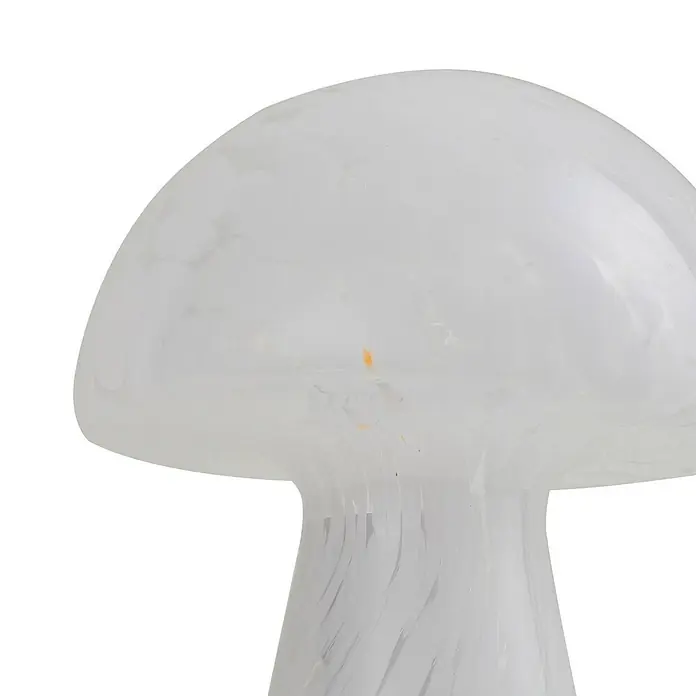 Lindby Tischleuchte Hubi - L x B x H: 22 x 22 x 28 cm, weiß / opal, weiß / opal, E27 - Weiße Pilzlampe aus Glas mit gewirbeltem Muster.
