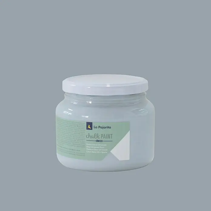 La Pajarita Pintura de tiza Chalk Paint - Azul cristal, 500 ml, Mate - Un bote de La Pajarita Chalk Paint Deco, ideal para muebles y complementos del hogar para conseguir un look vintage.
