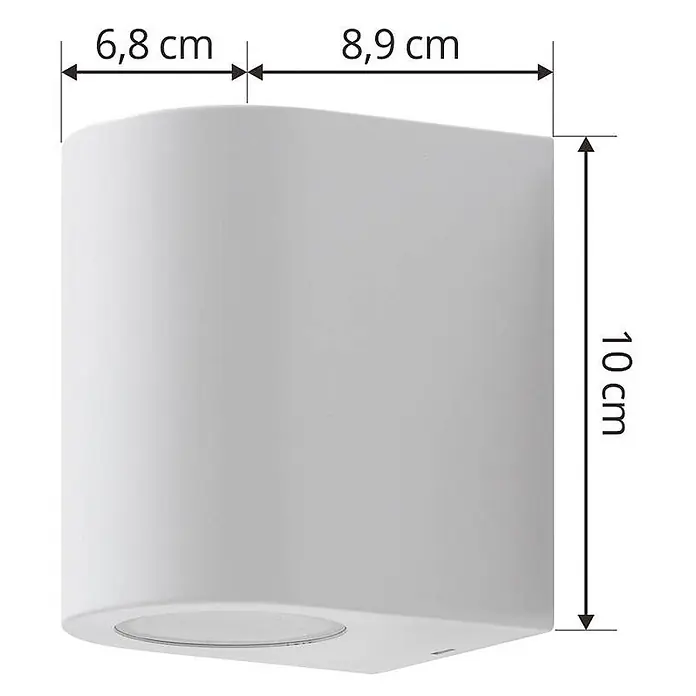 Prios Außenwandleuchte Irfan - weiß / opal, IP44 - Weiße moderne gerichtete Wandleuchte, 10 cm hoch, 8,9 cm breit, 6,8 cm tief.