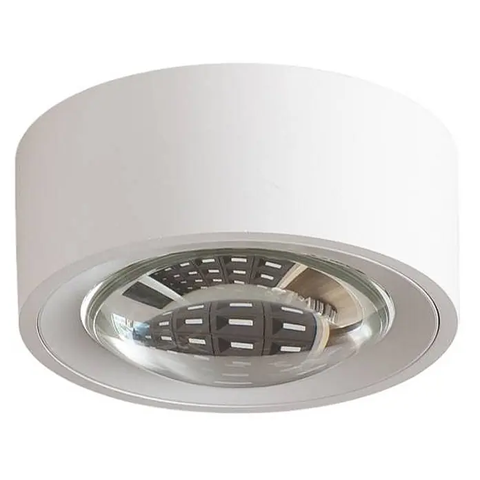 Arcchio Deckenleuchte Rotari - L x B x H: 12 x 12 x 6,9 cm, weiß / opal, weiß / opal - Weißer runder Deckenaufbau-LED-Strahler mit versenkter, reflektierender Kuppel.