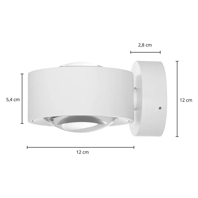 Arcchio Wandleuchte Rotari - L x B x H: 15 x 12 x 8,1 cm, weiß / opal, weiß / opal - Weiße Wandleuchte mit zylindrischem Körper und klaren Linsen für die Lichtverteilung nach oben und unten.