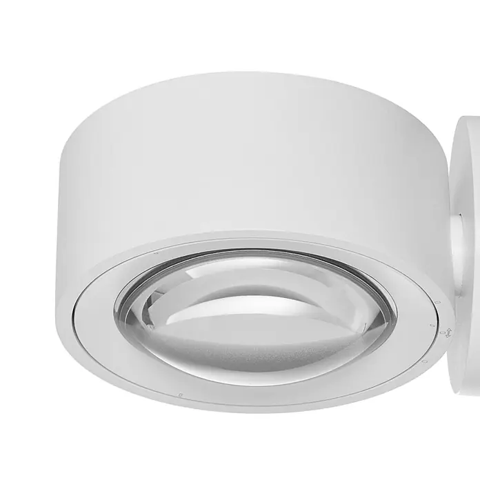 Arcchio Wandleuchte Rotari - L x B x H: 15 x 12 x 8,1 cm, weiß / opal, weiß / opal - Weißer zylindrischer Anbau-Strahler mit klarer Kuppellinse und Markierungen für die Lichtrichtungsanpassung.