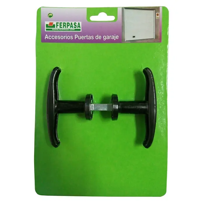 Conjunto de picaporte para puertas basculantes - Negro - Maneta para puerta de garaje Ferpasa, una solución sólida y práctica para tu garaje. Fácil instalación para abrir y cerrar sin problemas.
