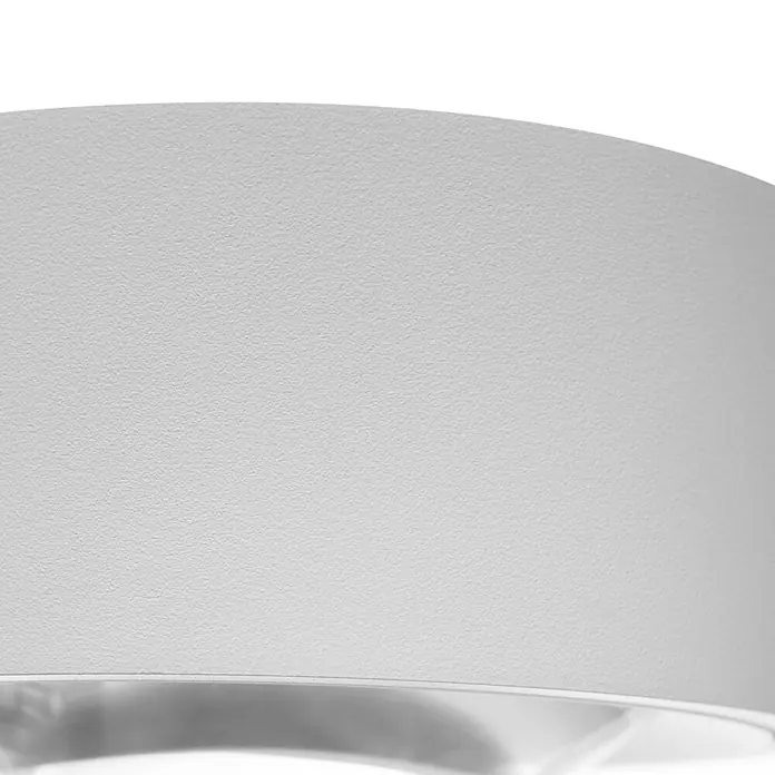 Arcchio Wandleuchte Rotari - L x B x H: 15 x 12 x 8,1 cm, weiß / opal, weiß / opal - Gekrümmte, hellgraue strukturierte Oberfläche, Teil einer Leuchte oder Lampe.