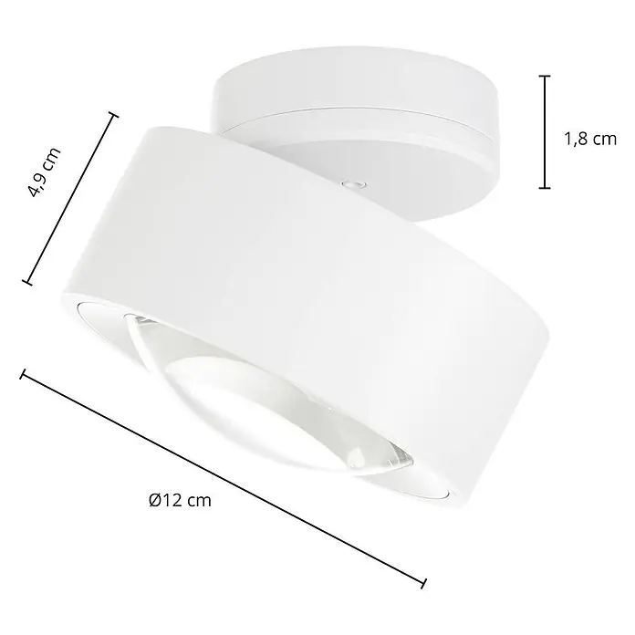 Arcchio Deckenleuchte Rotari - L x B x H: 12 x 12 x 8,1 cm, weiß / opal, weiß / opal - Weißer zylindrischer Deckenspot mit verstellbarem Lampenkopf.
