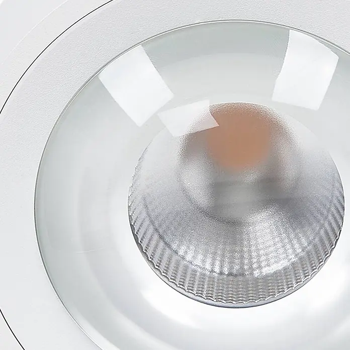 Arcchio Deckenleuchte Rotari - L x B x H: 12 x 12 x 8,1 cm, weiß / opal, weiß / opal - Weißer LED-Strahler mit transparenter Außenlinse und texturiertem Metall-LED-Modul, der ein warmes Licht abgibt.