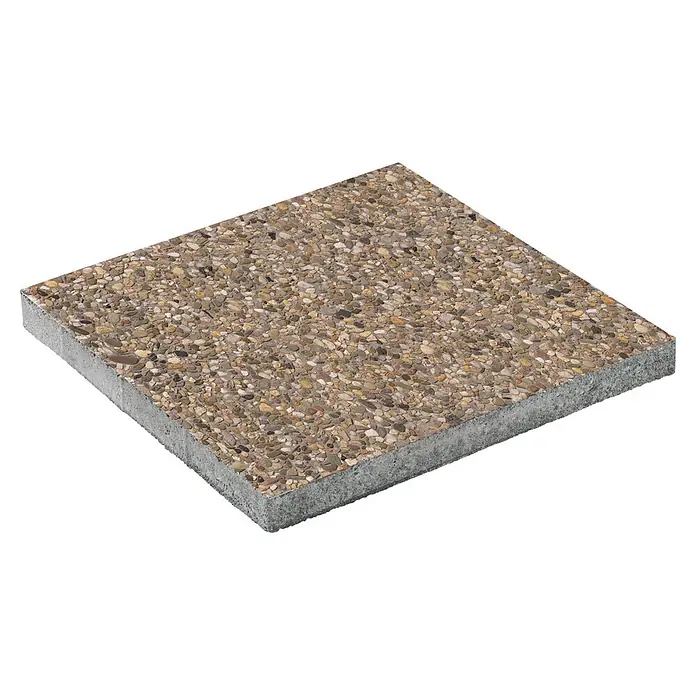 Diephaus Waschbetonplattenmuster - Braun - Quadratischer Waschbetonstein mit kleinen, vielfarbigen Kieselsteinen in Beton.