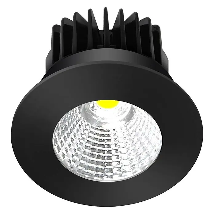 Arcchio Deckenstrahler Lirin - schwarz, schwarz - Schwarzer Einbau-LED-Strahler mit strukturiertem Silberreflektor und sichtbarem gelbem LED-Chip.