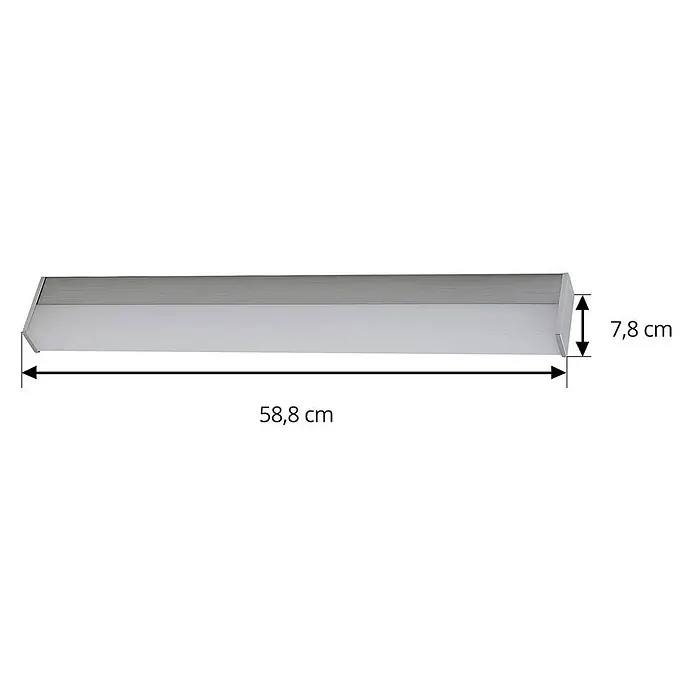 Lindby Wandleuchte Philippa - alu / grau / zink - Silberne und weiße lineare LED-Leuchte, 58,8 cm lang und 7,8 cm hoch.