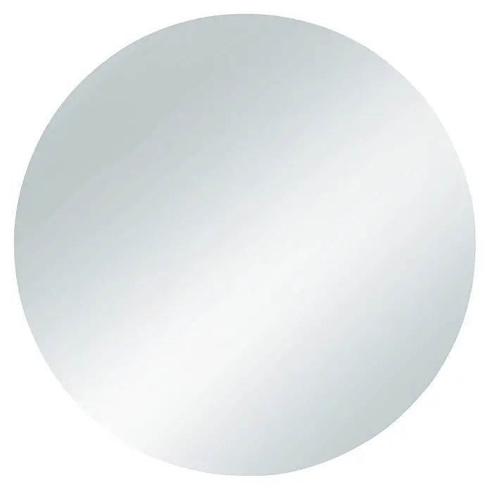 Rahmenspiegel Esra - Durchmesser: 50 cm, Weiß, Metall - Hellegraue kreisförmige reflektierende Oberfläche.