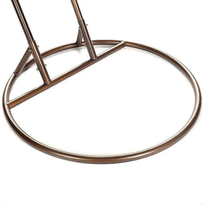 Home Deluxe Hängesesselgestell TORUS Farbe: Braun - Stahl, Schwarz - Bronzefarbener runder Metallfuß mit diagonalen Stützrohren für einen Ständer.