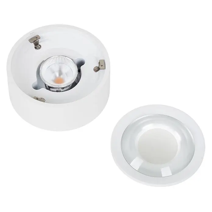Arcchio Deckenleuchte Rotari - L x B x H: 12 x 12 x 6,9 cm, weiß / opal, weiß / opal - Weißes zylindrisches LED-Downlight mit interner COB-LED und separatem transparentem Diffusor.