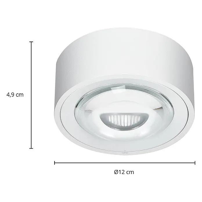 Arcchio Deckenleuchte Rotari - L x B x H: 12 x 12 x 6,9 cm, weiß / opal, weiß / opal - Weißer runder LED-Aufbaustrahler, Ø 12 cm, 4,9 cm hoch.
