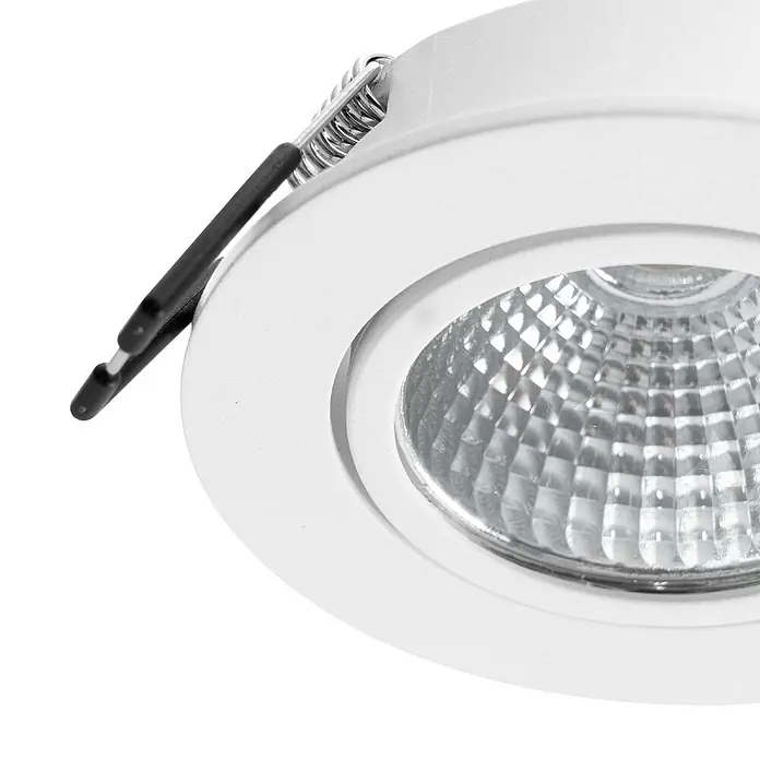 Arcchio Deckenstrahler Zarik - weiß / opal, weiß / opal - Weißer runder Einbau-LED-Strahler mit strukturiertem Metallreflektor und schwarzem Federclip zur Deckenmontage.