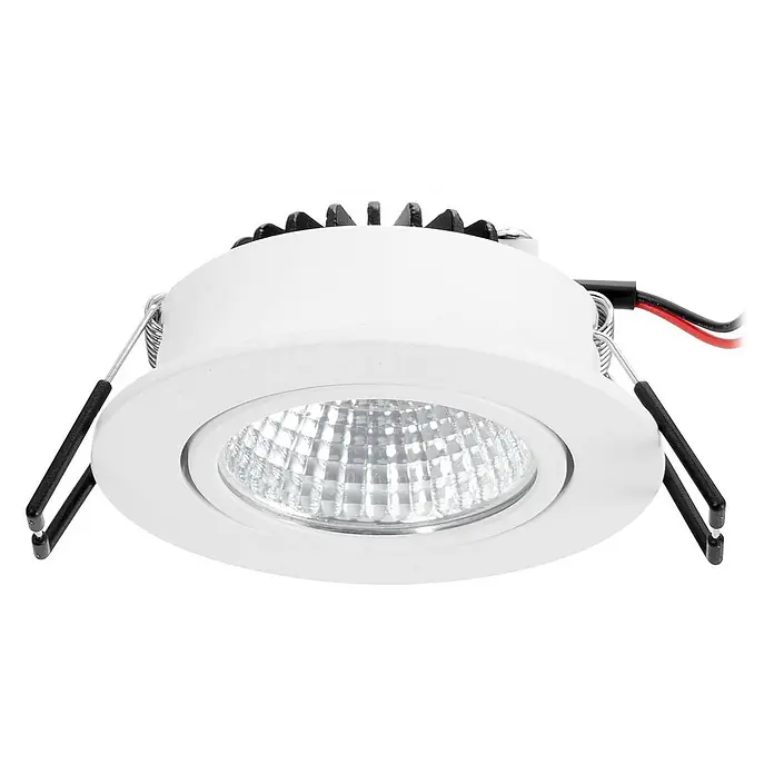 Arcchio Deckenstrahler Zarik - weiß / opal, weiß / opal - Weißer LED-Einbaustrahler mit klarem Facettenreflektor, sichtbaren Befestigungsfedern und Stromkabeln.
