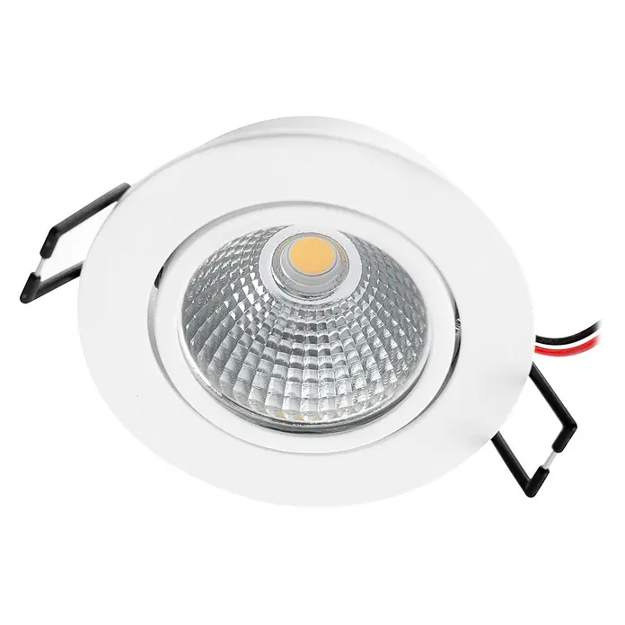 Arcchio Deckenstrahler Zarik - weiß / opal, weiß / opal - Weißer Einbau-LED-Strahler mit strukturiertem Reflektor, orangefarbenem Chip und schwarzen Befestigungsfedern/-kabeln.