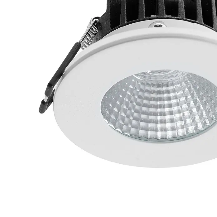 Arcchio Deckenstrahler Lirin - weiß / opal, weiß / opal - Weißer Einbau-LED-Strahler mit strukturierter Klarlinse und schwarzem Feder-Montageclip.