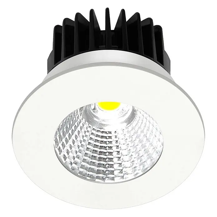 Arcchio Deckenstrahler Lirin - weiß / opal, weiß / opal - Weiße LED-Einbauleuchte mit silbernem Reflektor, sichtbarem gelbem LED-Chip und schwarzem Kühlkörper.