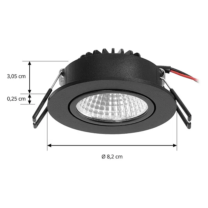 Arcchio Deckenstrahler Zarik - schwarz, schwarz - Schwarzer LED-Einbaustrahler, 8,2 cm Durchmesser, 3,3 cm Tiefe, mit Befestigungsklammern.