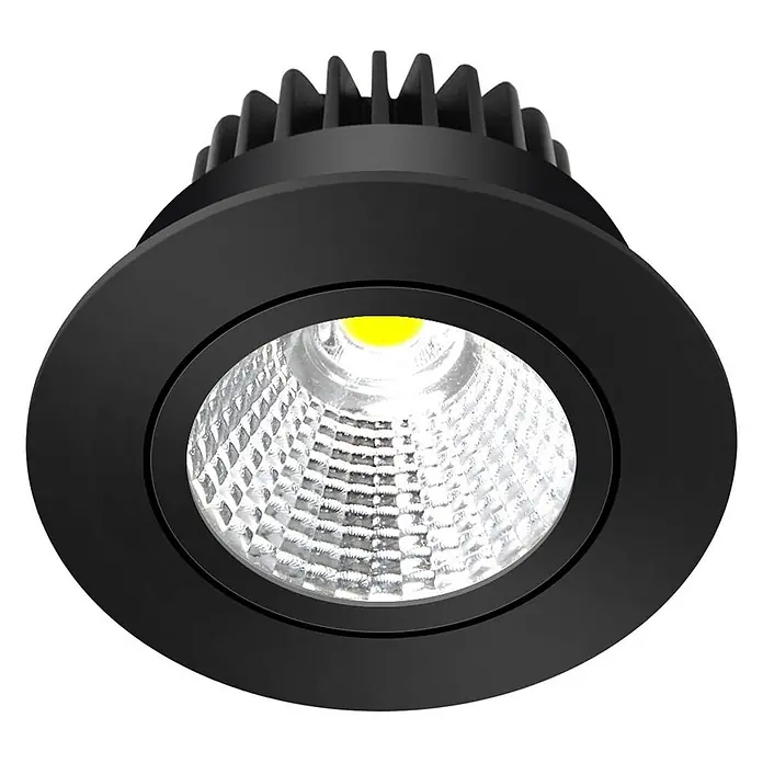 Arcchio Deckenstrahler Zarik - schwarz, schwarz - Schwarzer LED-Einbaustrahler mit gelbem LED-Chip und silbernem Facettenreflektor.