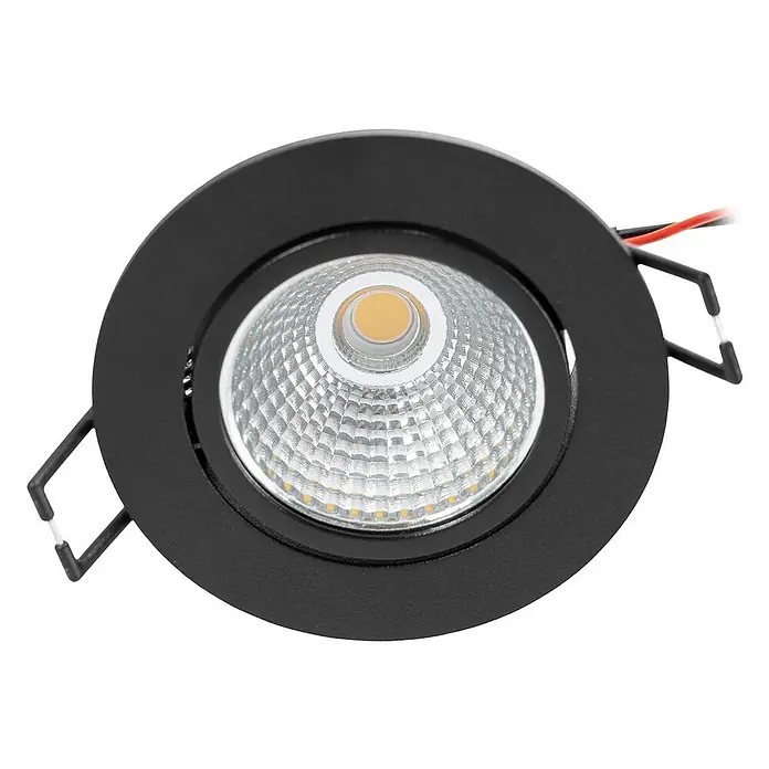 Arcchio Deckenstrahler Zarik - schwarz, schwarz - Schwarzer runder LED-Einbaustrahler mit strukturierter Reflektorfläche und sichtbaren Montageklammern.