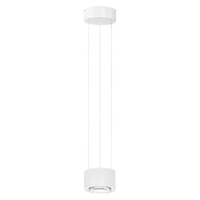 Arcchio Pendelleuchte Rotari - L x B x H: 12 x 12 x 9,3 cm, weiß / opal, weiß (RAL 9003) - Weiße zylindrische LED-Pendelleuchte mit runder Deckenbefestigung, an dünnen Drähten hängend, mit versenkter Lichtquelle.
