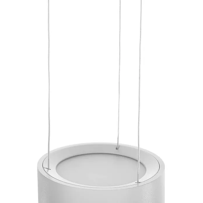 Arcchio Pendelleuchte Rotari - L x B x H: 12 x 12 x 9,3 cm, weiß / opal, weiß (RAL 9003) - Weißes zylindrisches Pendellicht, an drei dünnen Kabeln aufgehängt.