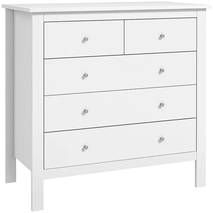 Homcom Kommode 1-teilig - L x B x H: 79 x 39,5 x 80,5 cm, Weiß, Anzahl Schubladen: 5 Stk. - Weiße Kommode mit fünf Schubladen und silbernen Knöpfen.